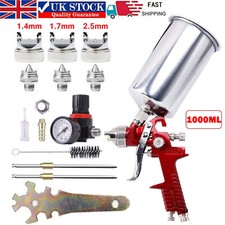 HVLP Spray Gun Kit Gravity Feed Car Primer Paint 1.4mm 1.7mm 2.5mm Nozzle 1000ML