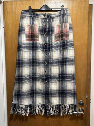 Blue cream tartan plaid maxi - cream,