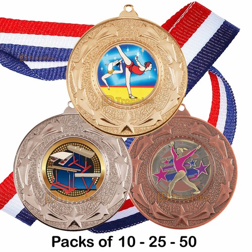 Gymnastics medals ribbons - medals, &