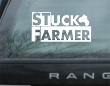 LARGE STUCK FARMER Vinyl Car Sticker Decal - Toolbox Farm Agri Tractor Farmer