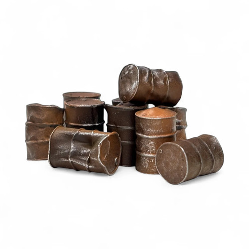 Dented rusty oil drums - rusty,