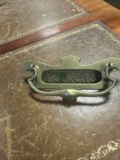 Antique Brass Letter Box Plate Featuring The Words Letters&door Knocker 23x10cm
