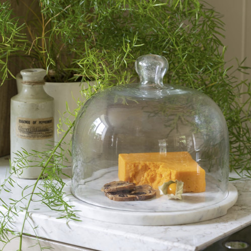 Glass cloche white marble - cloche,