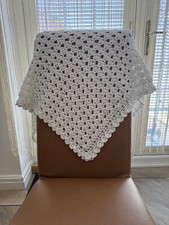 Hand Crocheted Christening Shawl 36in x 34in