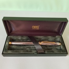 Vintage Cross Townsend Fountain Pen - Chrome/Gold Trim. Two Nibs + Ink Converter