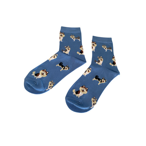 Siberian husky socks - blue, dog