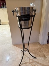 VINTAGE LANSON CHAMPAGNE ICE BUCKET AND STAND