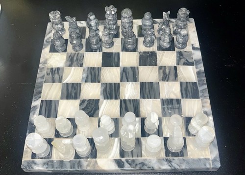Contemporary marble chess set - marble,