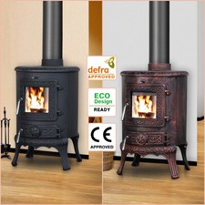 5KW Cast Iron Wood Burner Woodburning Stove Fireplace Defra Eco Black Bronze