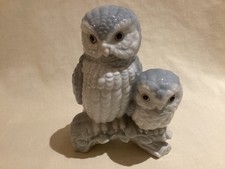Vintage John Jenkins Porcelain Two Owls On A Branch Figurine, 14cm