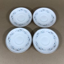 Set of 4 Mayfair Fine Bone China Saucers Blue Flowers