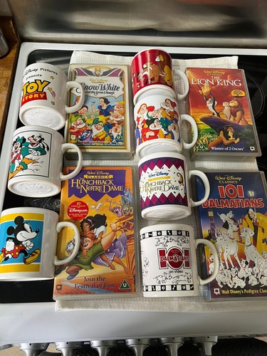 Disney mugs and vhs - and, videos