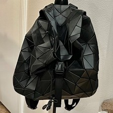 RARE!  EMILIO PEPE Backpack Geometric Graphite CHARCOAL Slanted Triangle Bag 