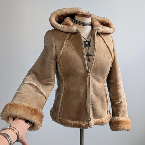 Vintage tan suede shearling - tan,