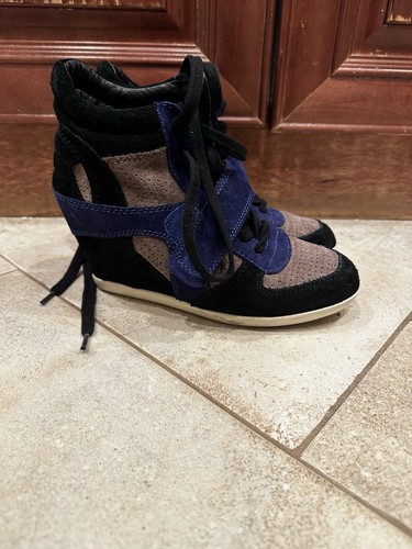 Ash blue blavk suede wedge - ash,