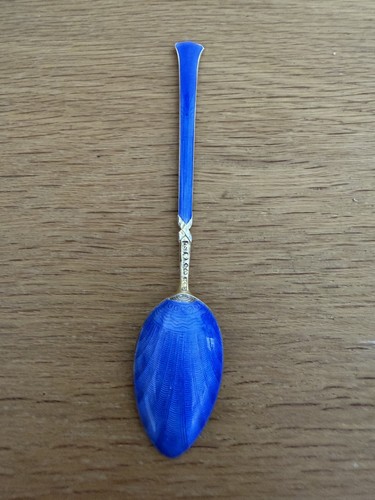 Guilloche enamel spoon - ,