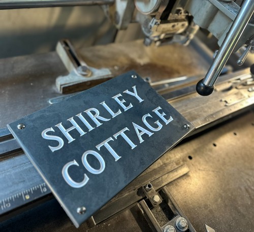 Hand engraved cut slate - v-cut,