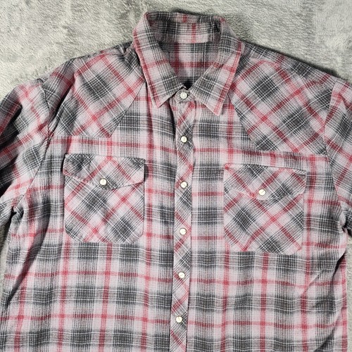 Red black plaid pearl snap - red,