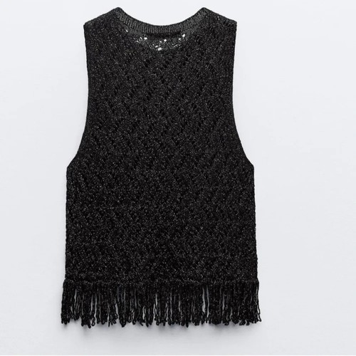 Zara metallic knit fringed - metallic,