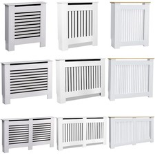 92/100cm High Radiator Cover Modern Slat Grill Cabinet Spacesaving Seamless Tidy