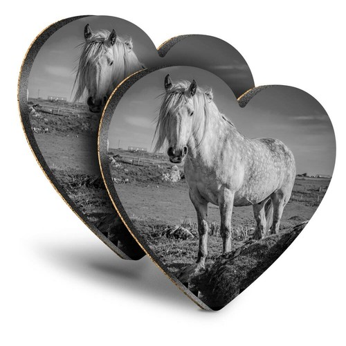 Heart mdf coasters - coasters, bw
