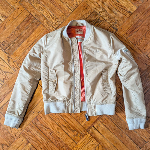 Schott beige nylon bomber - beige,