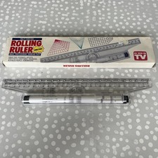 Rolling Ruler 30 cm Pivot Parallel Drafting Measure Clear Plastic hardly used 