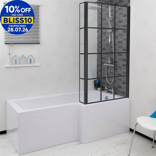 Bathroom shaped bath black - l,