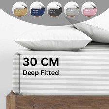100% Egyptian Cotton Extra Deep Fitted Sheet 300 Tc 30 Cm Bed Sheets Double Size