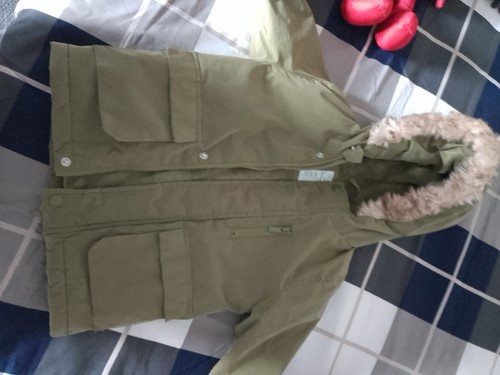 Primark khaki coat with - khaki, fur