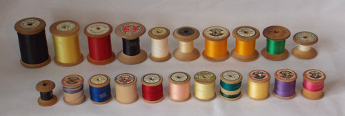 Vintage wooden cotton - wooden, reels