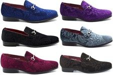 Mens Dress Velvet Slip On Loafers Embossed Wedding Party Buckle Suit Shoes Size