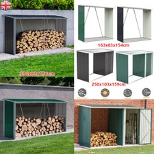Garden Log Storage Shed Outdoor Large Galvanised Steel Log Store Wood Firewood