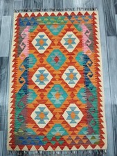 Multicolour Handmade Afghan/Turkish Kilim Rug, Wool Area Rug, Size 124x81 CM