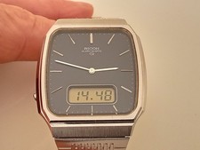 Vintage Ricoh ana digi Stainless steel step/jump minute Orig bracelet Cal 122