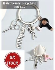 Cute Hairdresser Hair Brush Scissor Key Ring Keyring Keychain Gift Idea UK