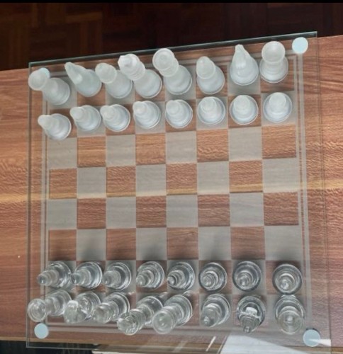 Glass chess set board - chess,