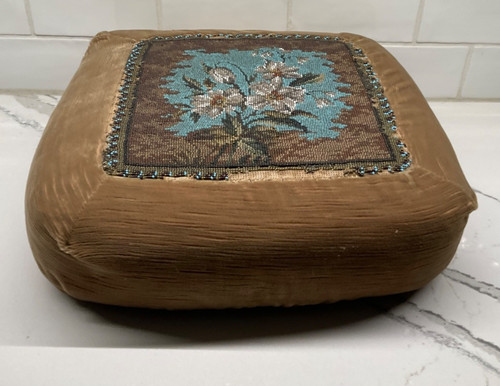 Antique hand beaded cushion - hand,