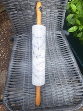Grey Heavy Marble Rolling Pin With Wooden Handles. PW