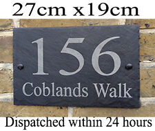 Rustic Slate House Gate Sign Plaque Door Number Personalised Name Plate oval/rec