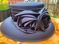 LADIES ~ VINTAGE HOUSE OF FRASER, 'GENEVIEVE LOUIS' NAVY BLUE WEDDING HAT