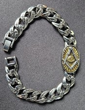Masonic Bracelet Square And Compass And All Seeing Eye And Crufifix Cross