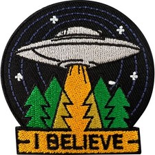 Flying Saucer Embroidered Patch Iron Sew On Clothing Alien NASA Space UFO Badge