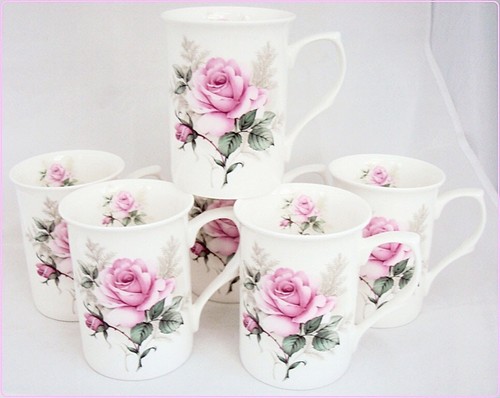 Majestic rose mugs set - mugs, fine