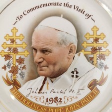 Pope John Paul II 1982 Visit Commemorative Plate Wood & Sons Ironstone Vintage