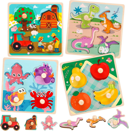 Set wooden puzzles for kids - 4,