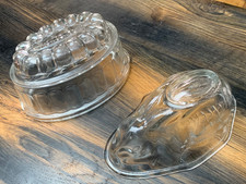 Pair of glass jelly moulds