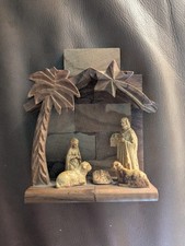 Wooden Nativity Scene 7.5cm By 10cm Resin Figures