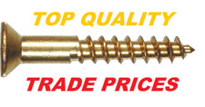 SOLID BRASS SLOTTED COUNTERSUNK WOOD SCREWS ALL GAUGES/SIZES