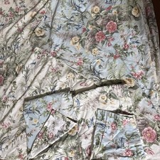 Pottery Barn MARLENA Reversible BLUE/cream Queen Duvet floral birds 2 Std. Shams
